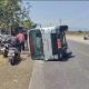 Hindari Pajero, Mobil Damkar Polman Terguling, 7 Personel Terluka
